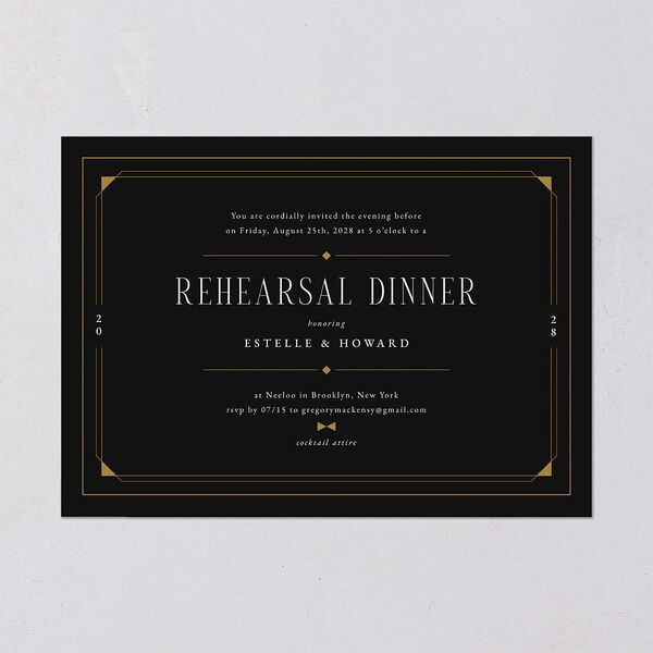 Old Hollywood Glam Rehearsal Dinner Invitations Charcoal Signature Blank Standard