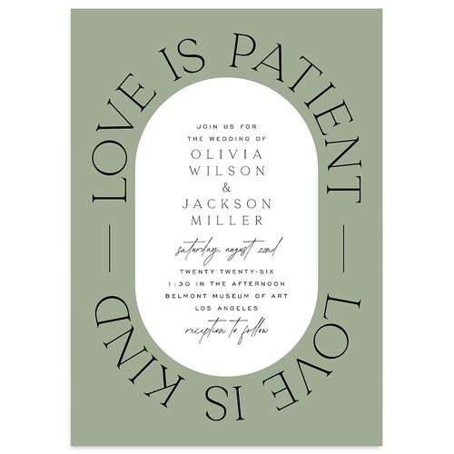 Love Is Patient Wedding Invitations Thyme Signature Blank No Standard