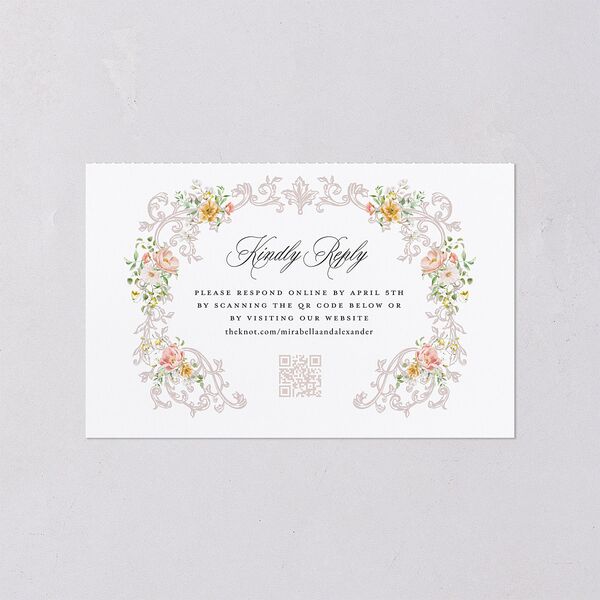 Elegant Floral Regency All-in-One Wedding Invitations Pink Cotton Signature Light Both Recipient and Return Addresses No