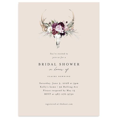 Gothic Antlers Bridal Shower Invitations Purple Haze Signature Blank Standard