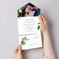 Botanical Lemon All-in-One Wedding Invitations Buttercup Signature Light Both Recipient and Return Addresses No