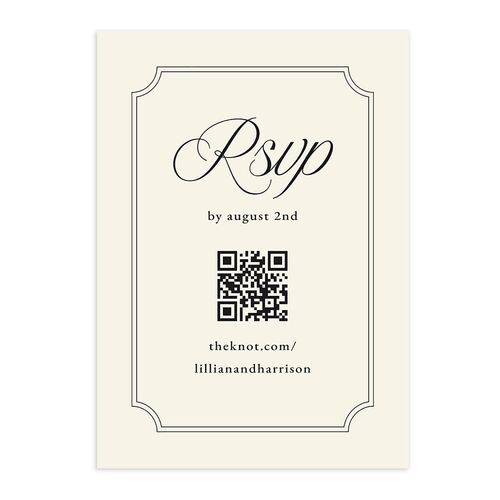 Elegant Oval Monogram QR Code RSVP Cards Charcoal Signature Standard