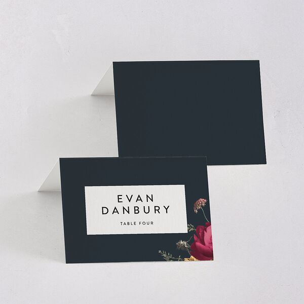Blooming Botanical Place Cards Ink Blue Signature