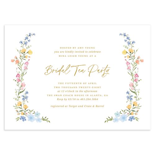 Fairytale Wildflower Crest Bridal Shower Invitations Daffodil Signature Blank Standard