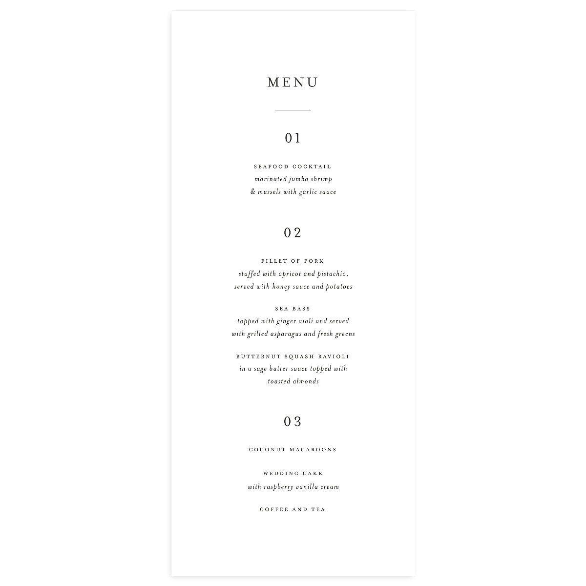 Southern Oak Tree Foil Menus