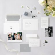 Triptych Photo Save the Date Cards Pure White Signature smooth Blank No Standard