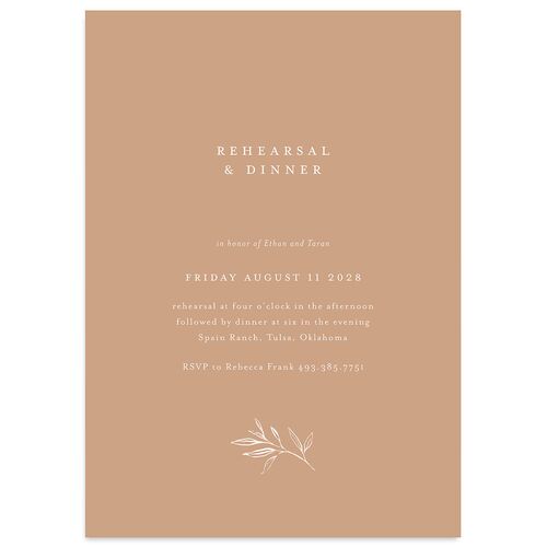 Minimal Leaves Rehearsal Dinner Invitations Saddle Signature Blank Standard