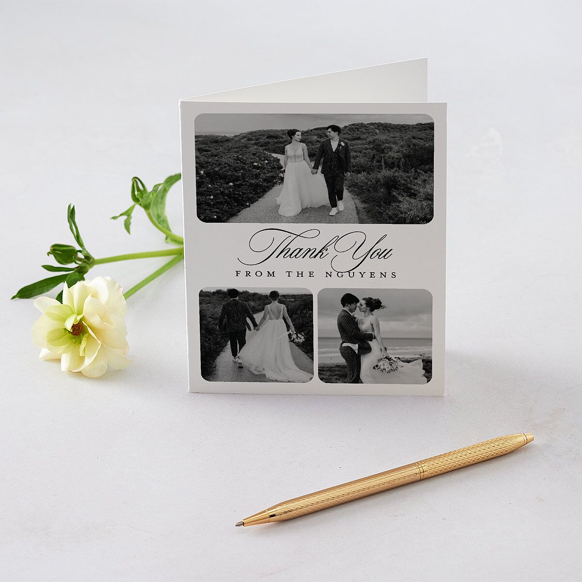 Modern Classic Picture Portrait Thank You Cards Pure White