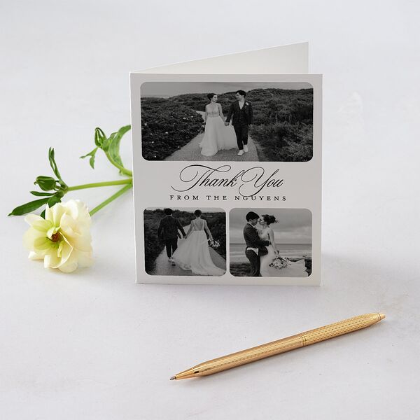 Modern Classic Picture Portrait Thank You Cards Pure White
