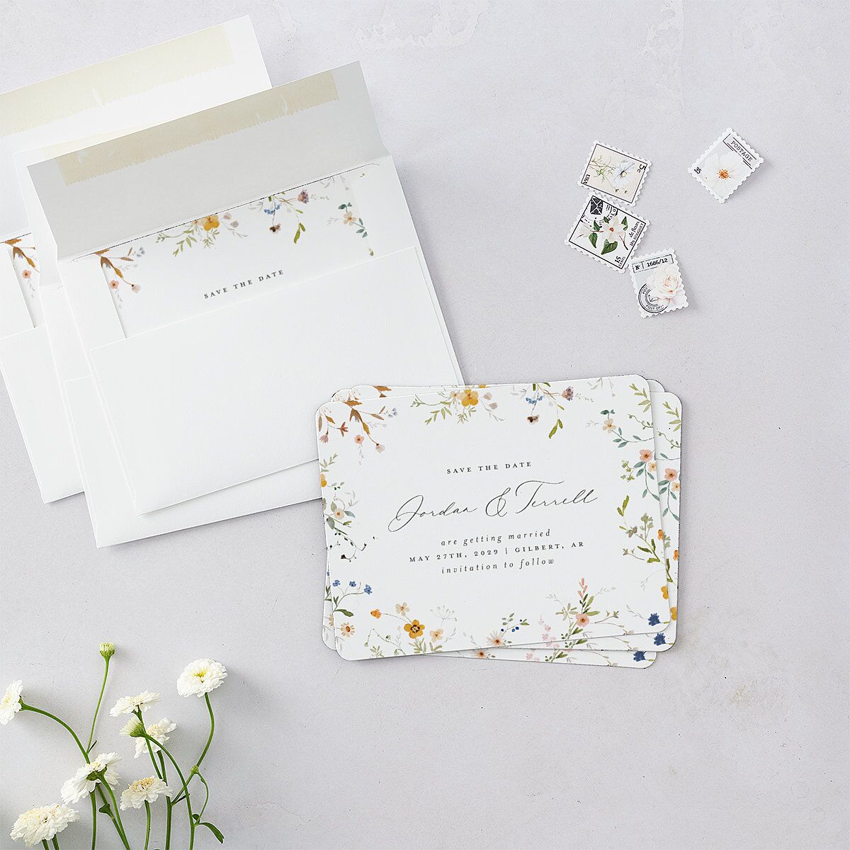 Dainty Wildflowers Save The Date Magnets Sunflower Magnet Paper