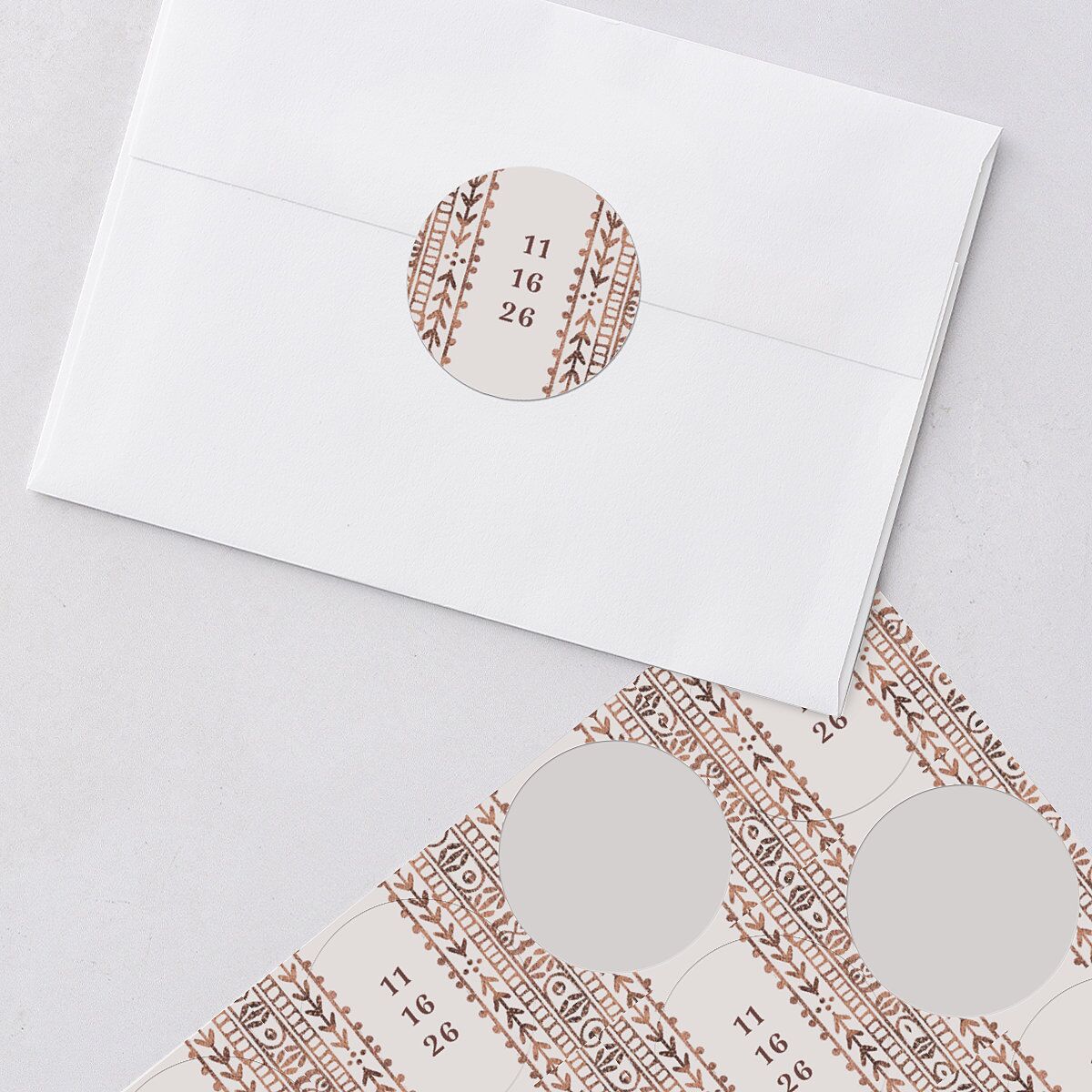Indian Painted Henna Wedding Stickers Chestnut Circle