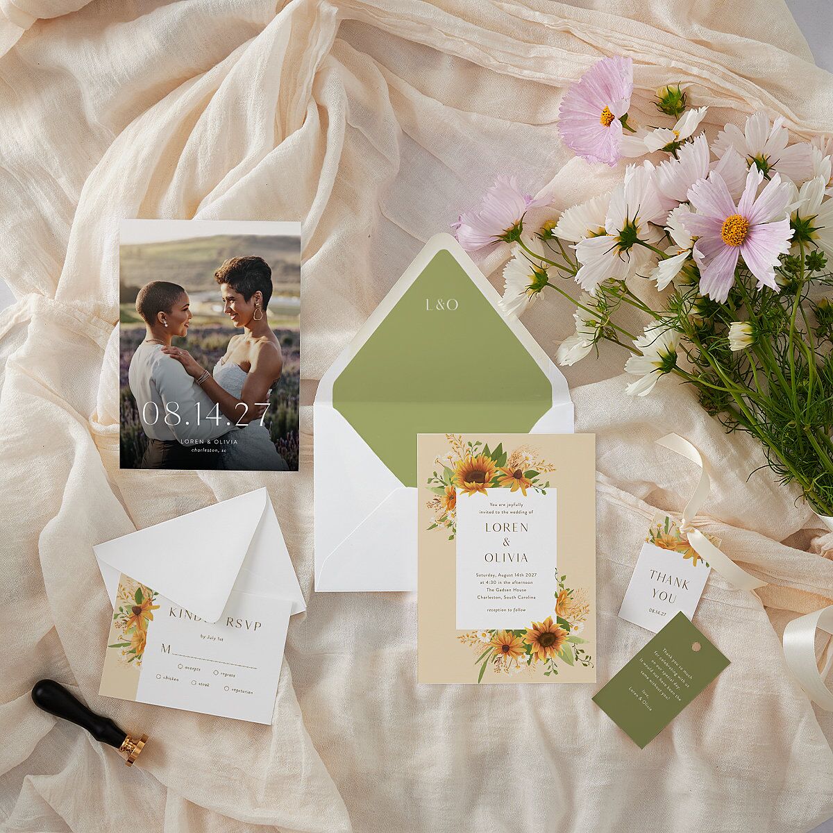 Sweet Sunflowers Euro Envelope Liners Marigold Luxe