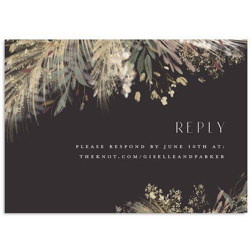 Ethereal Pampas Wedding Response Cards Gold Charcoal Signature Standard