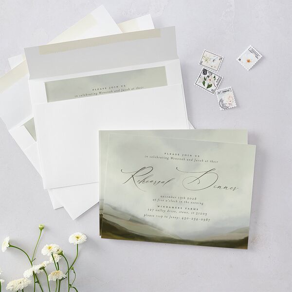 Western Valley Rehearsal Dinner Invitations Sage Signature Blank Standard