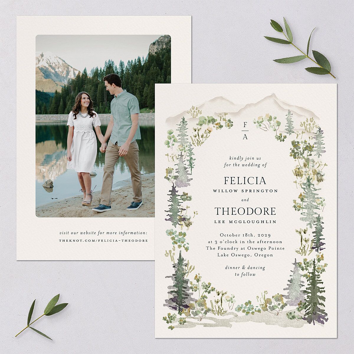 Elegant Mountain Border Wedding Invitations Meadow Signature Blank No Standard