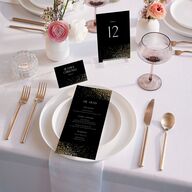 Shimmering Frame Place Cards Gold Licorice Signature