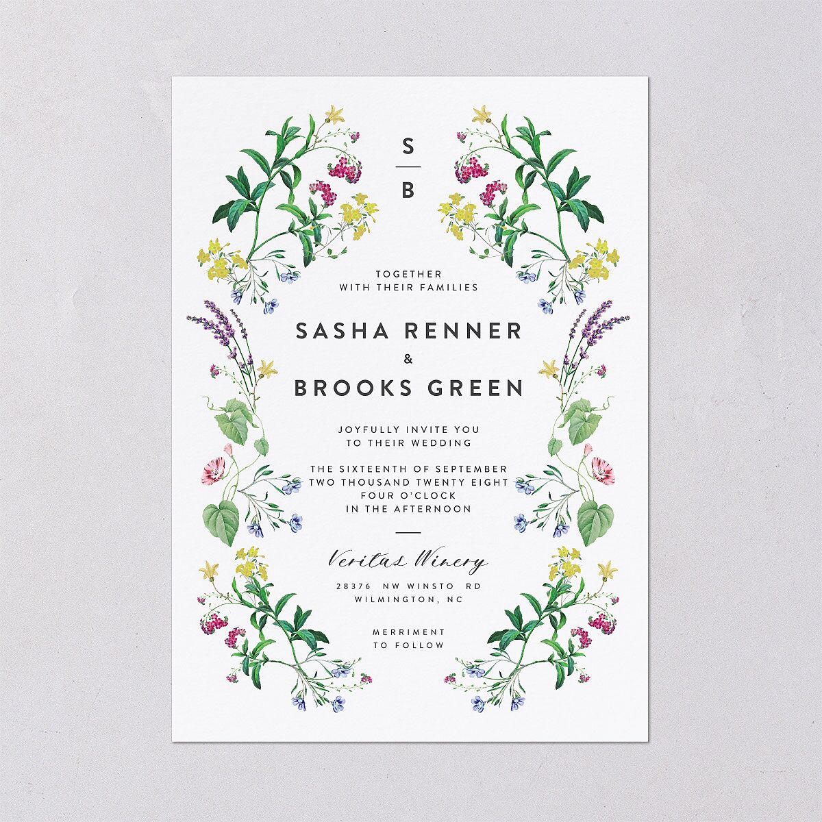 Enchanted Wildflower Wedding Invitations Sheer Lilac Signature Blank No Standard