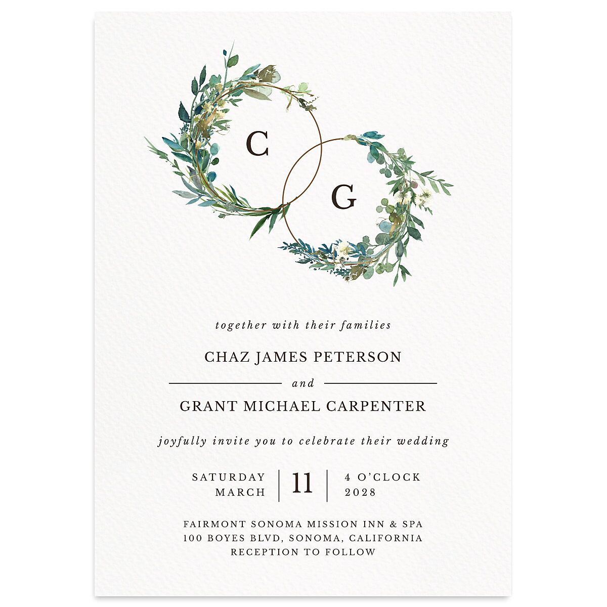 Leafy Hoops Wedding Invitations