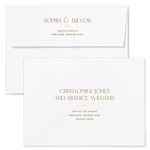 Gilded Nouveau Wedding Invitation Envelopes Kraft Saddle Return Address Standard Signature