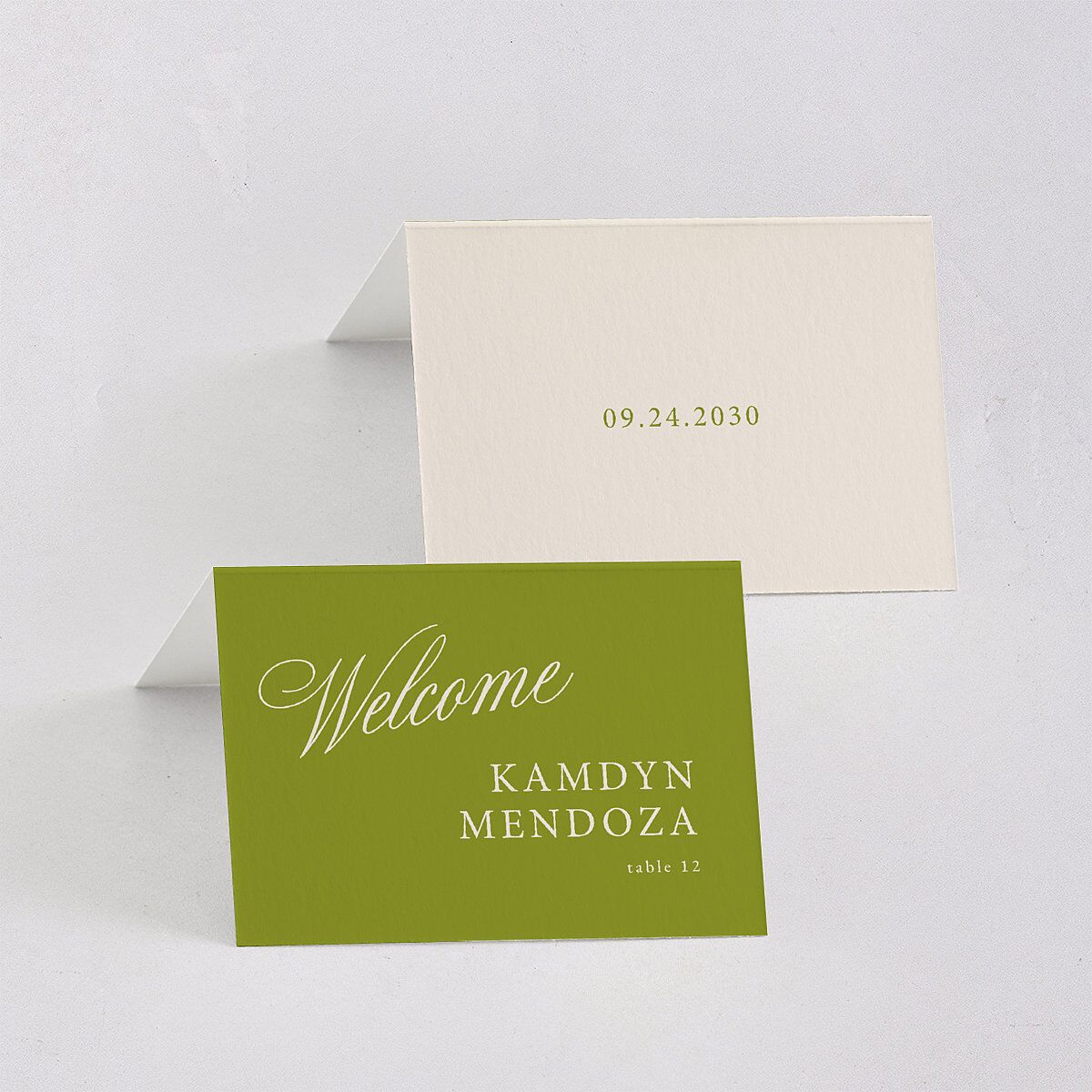 We're Getting Married Place Cards Deep Olive Signature