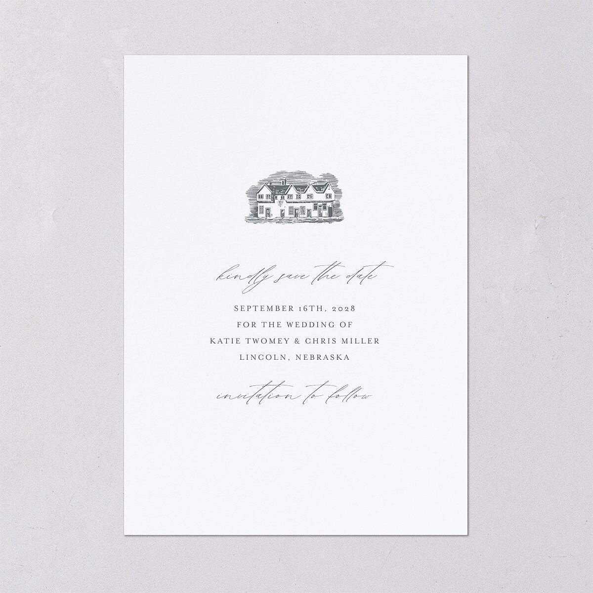 Classic Landscape Save the Date Steel Gray Signature smooth Blank No Standard