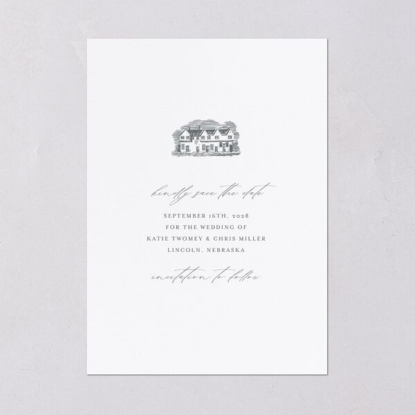 Classic Landscape Save the Date Steel Gray Signature smooth Blank No Standard