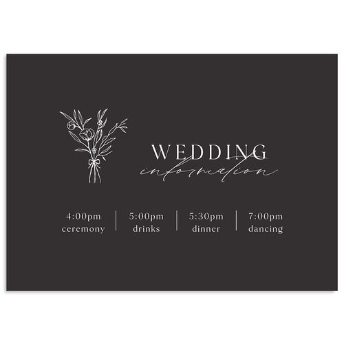 Simple Boho Flowers Itinerary Cards Charcoal Signature Standard