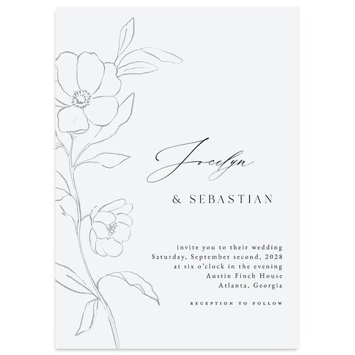 Floral Sketch Wedding Invitations Ocean Signature Blank No Standard