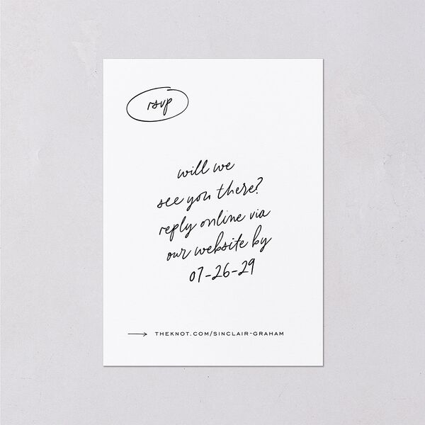 Sunny Day Modern Script Wedding Response Cards Pure White Signature Standard