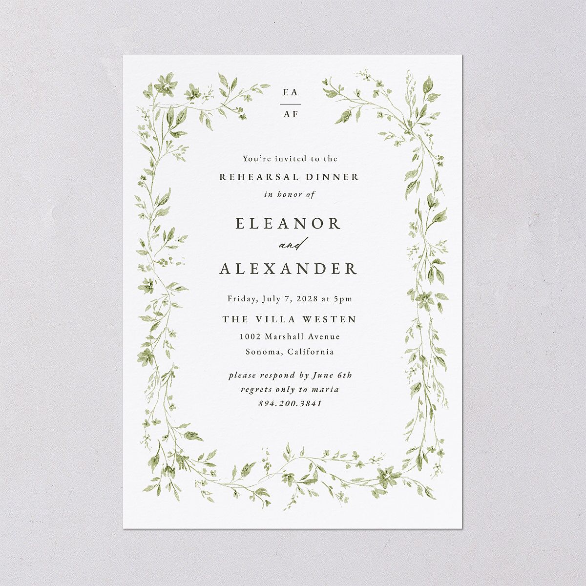 Timeless Floral Rehearsal Dinner Invitations Thyme Signature Blank Standard