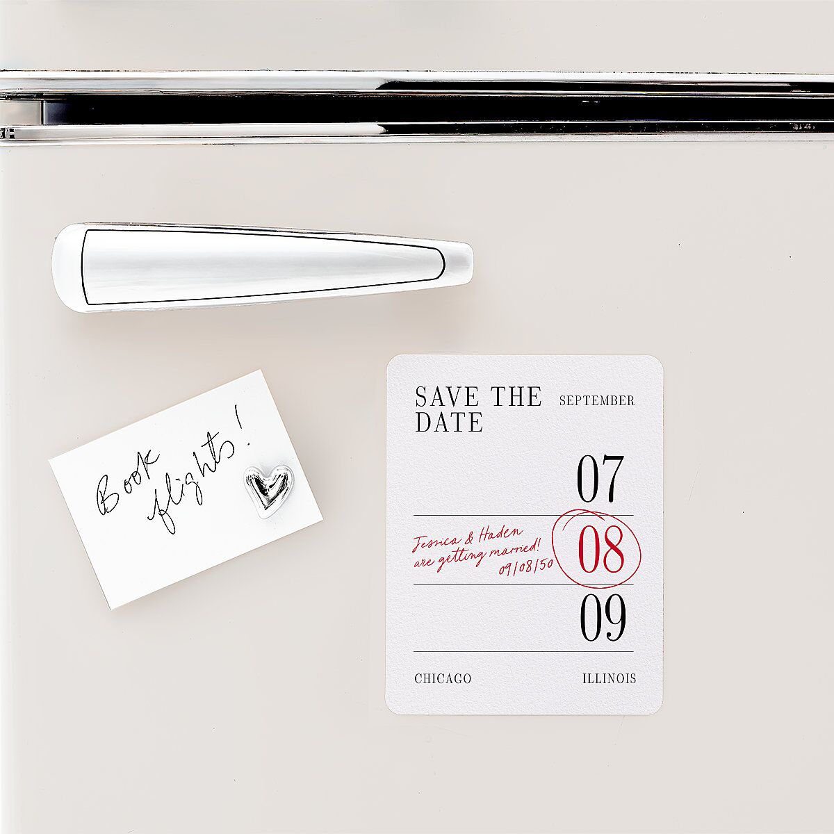 Modern Circled Calendar Date Save The Date Magnets Jewel Red Magnet Paper