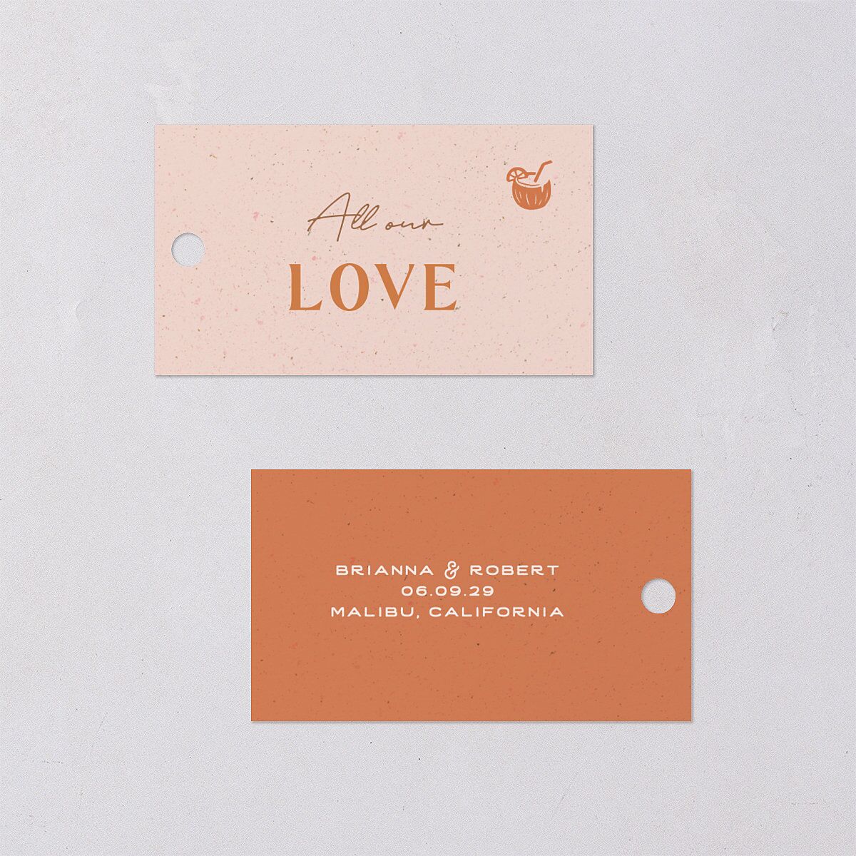 Beach Party Favor Gift Tags Pink Cotton Signature
