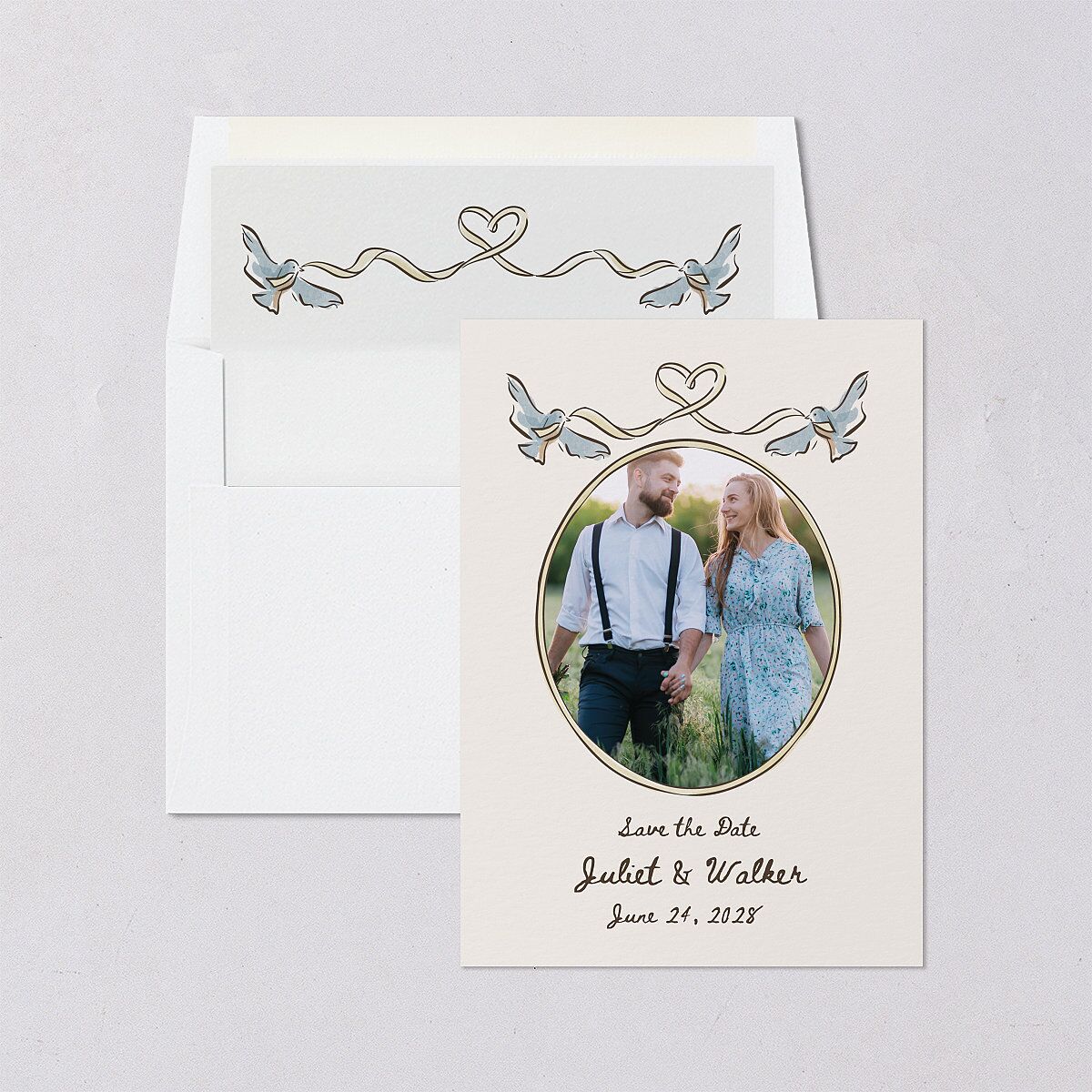 Watercolor Fairytale Trees Save the Date Cards Slate Signature smooth Blank Standard