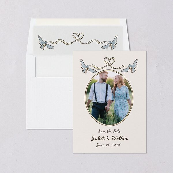 Watercolor Fairytale Trees Save the Date Cards Slate Signature smooth Blank Standard