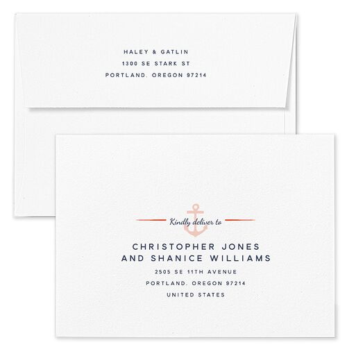 Vintage Nautical Wedding Invitation Envelopes White Salmon Both Recipient and Return Addresses Standard Signature