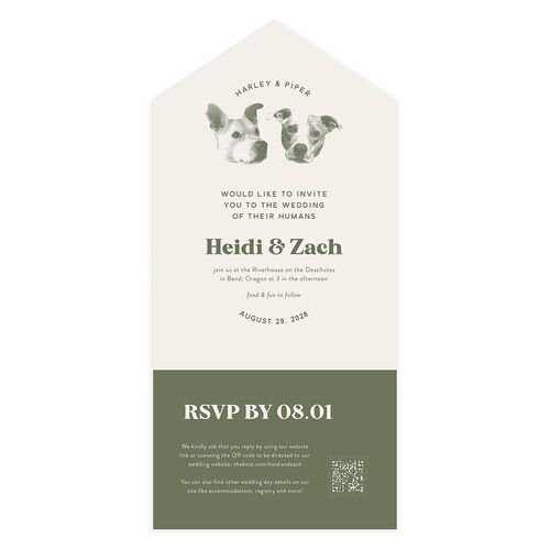 Custom Pet Portrait All-in-One Wedding Invitations Dark Camo Signature Light Both Recipient and Return Addresses