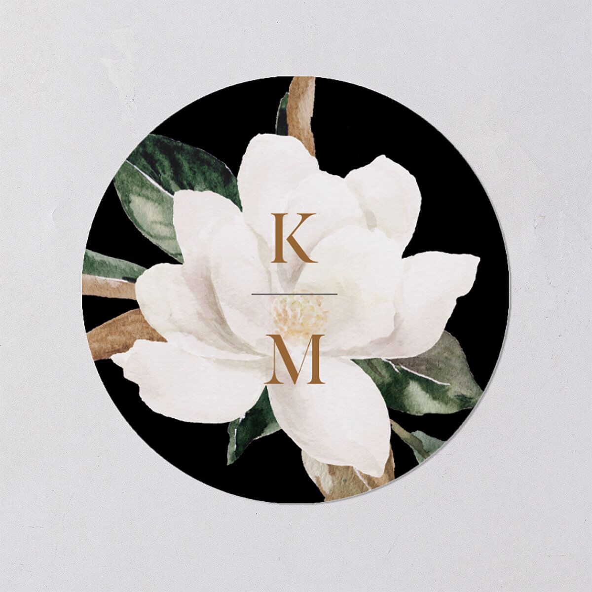 Southern Magnolia Wedding Stickers Midnight Circle