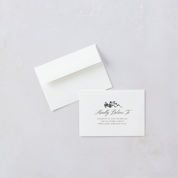 Old Money Botanical Wedding Response Cards Pure White Signature Standard