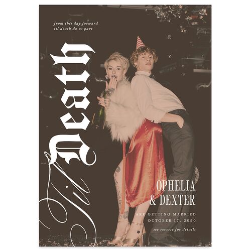 Til Death Gothic Photo Wedding Invitations Sand Signature Blank No Standard