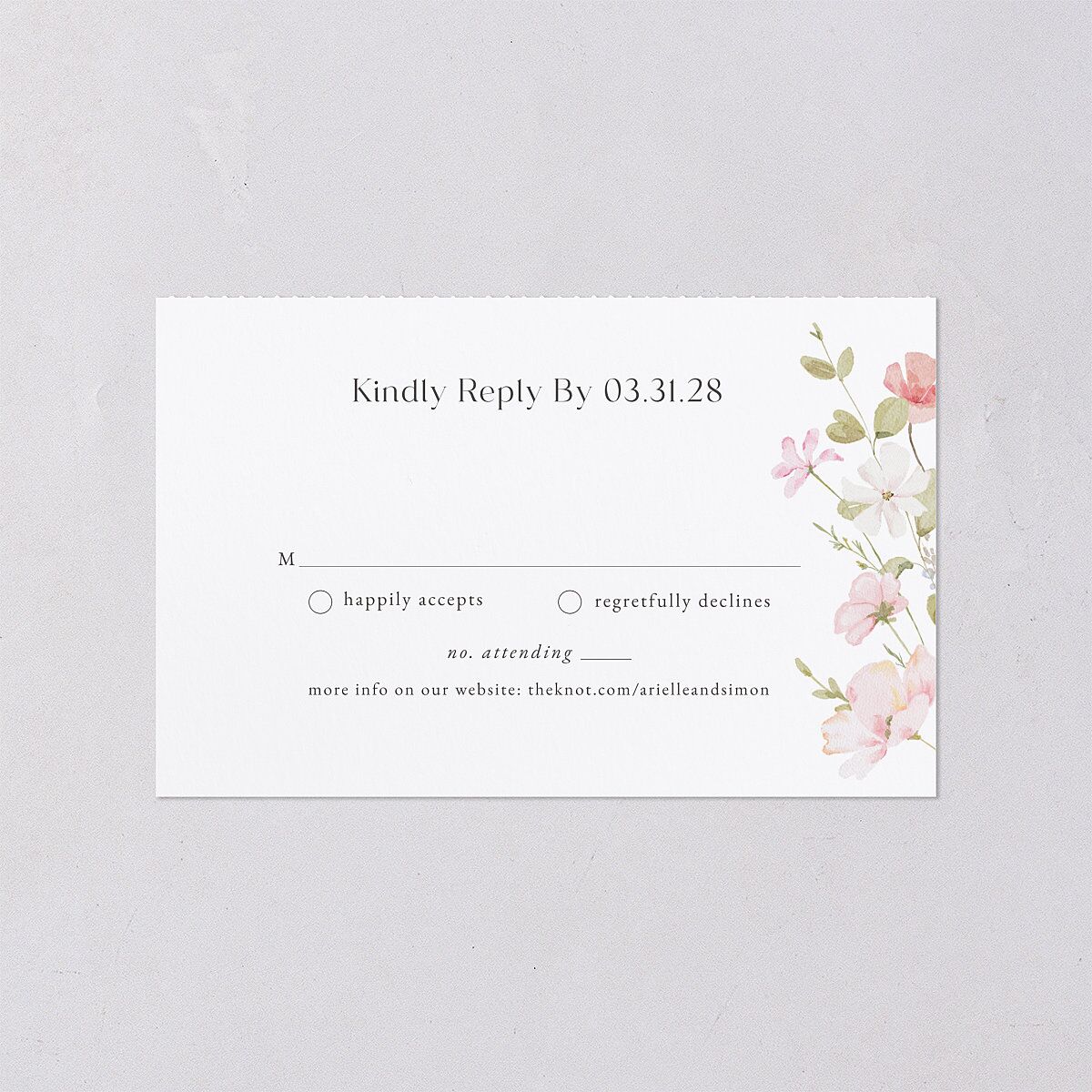 Wildflower Photo All-in-One Wedding Invitations Peony Signature Light Both Recipient and Return Addresses No