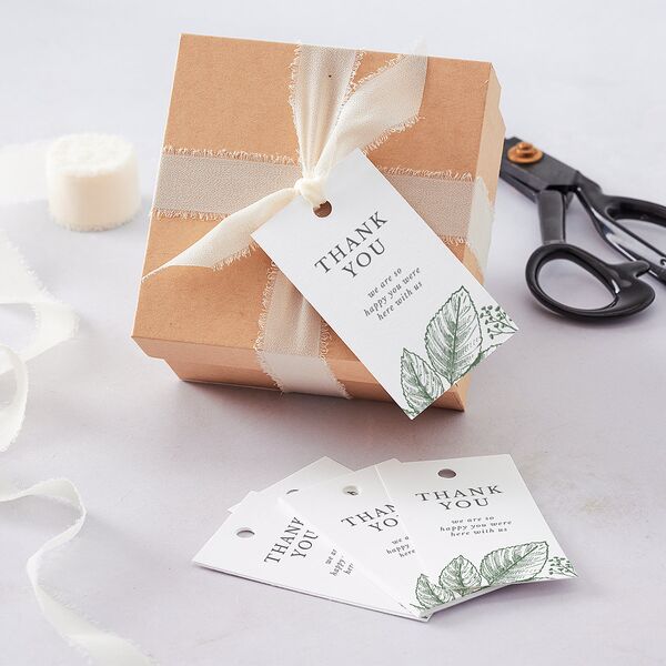 Botanical Frame Favor Gift Tags Hunter Green Signature