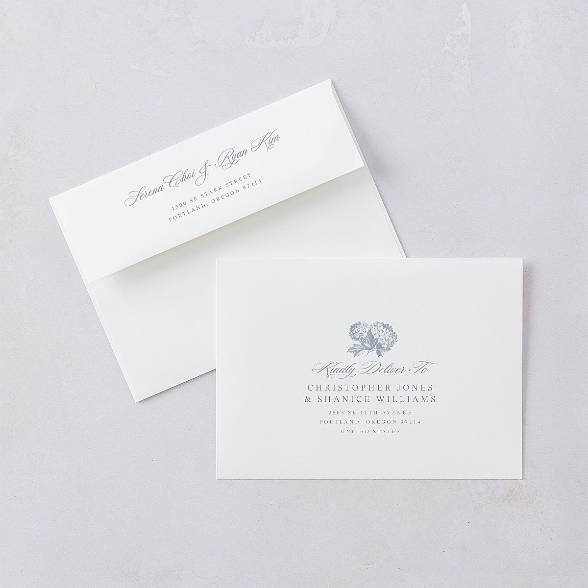 Vintage Hydrangea Garden Crest Wedding Invitations Slate Signature Blank No Standard