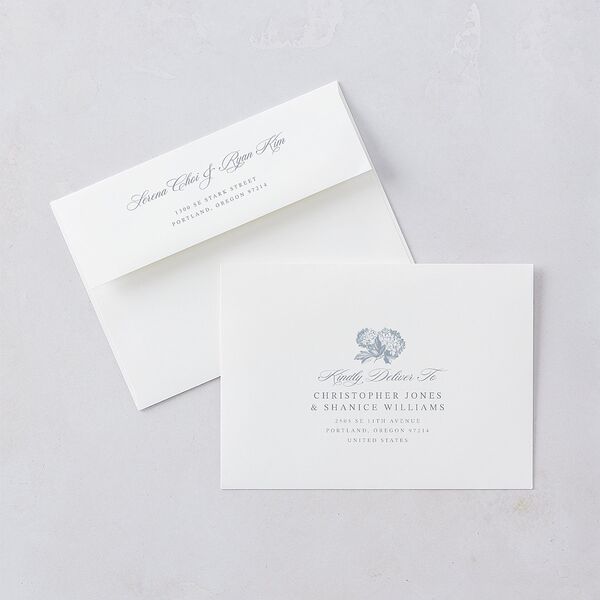 Vintage Hydrangea Garden Crest Wedding Invitations Slate Signature Blank No Standard
