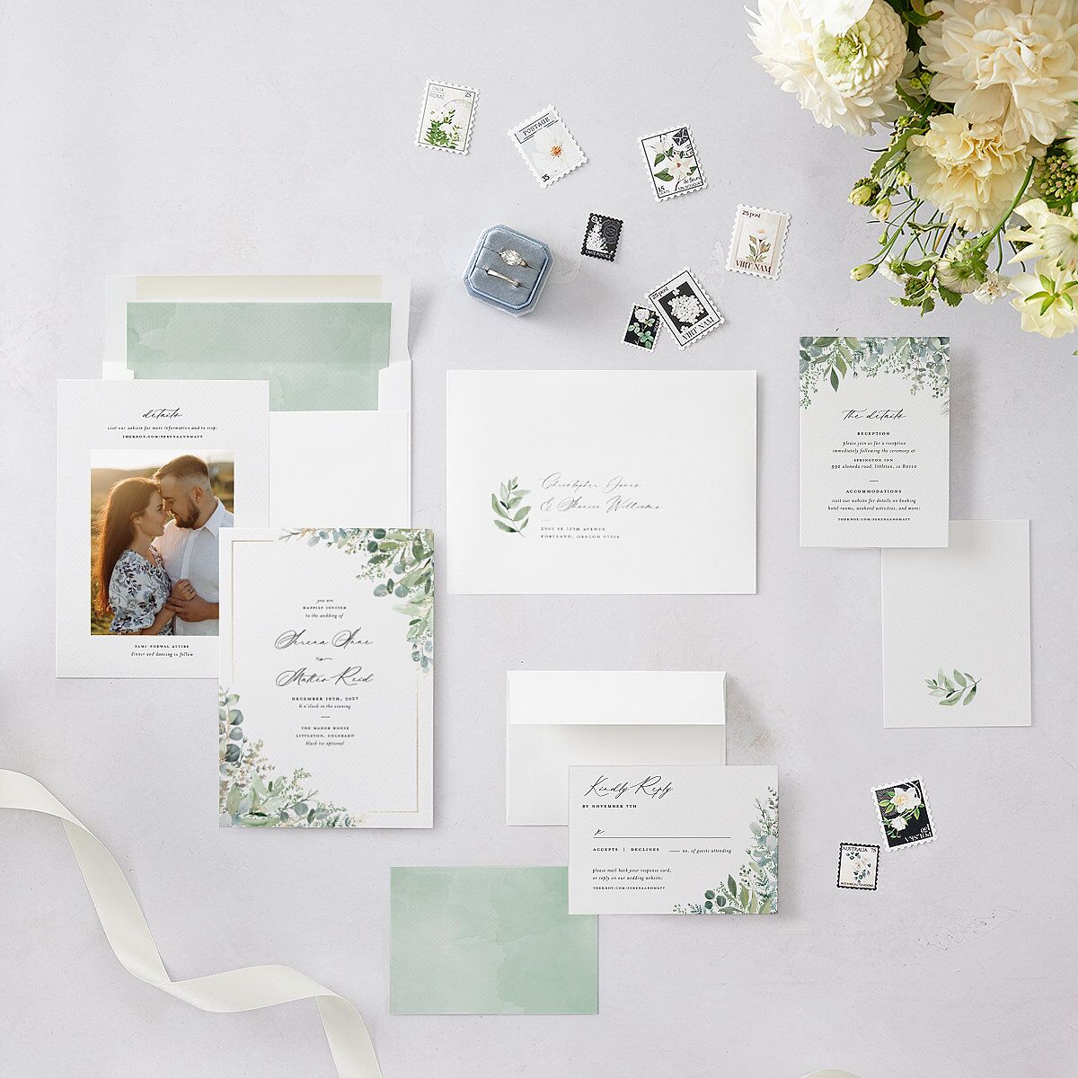 Shining Greenery Wedding Invitations — view 5
