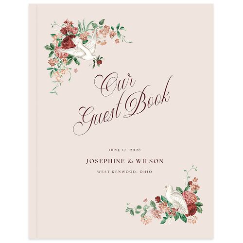 Vintage Love Doves Guest Books Burgundy