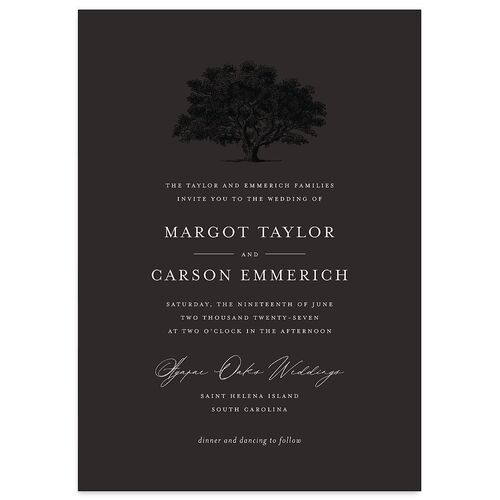 Southern Oak Tree Wedding Invitations Charcoal Signature Blank No Standard