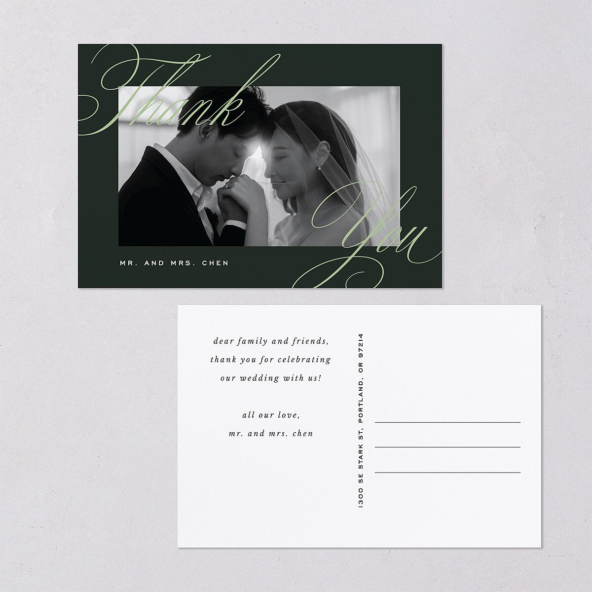 Classic Joyful Greeting Thank You Postcards Hunter Green