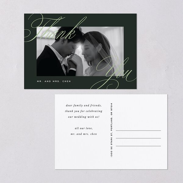 Classic Joyful Greeting Thank You Postcards Hunter Green