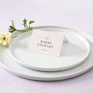 Elegant Lighthouse Foil Place Cards Gold Maroon Signature