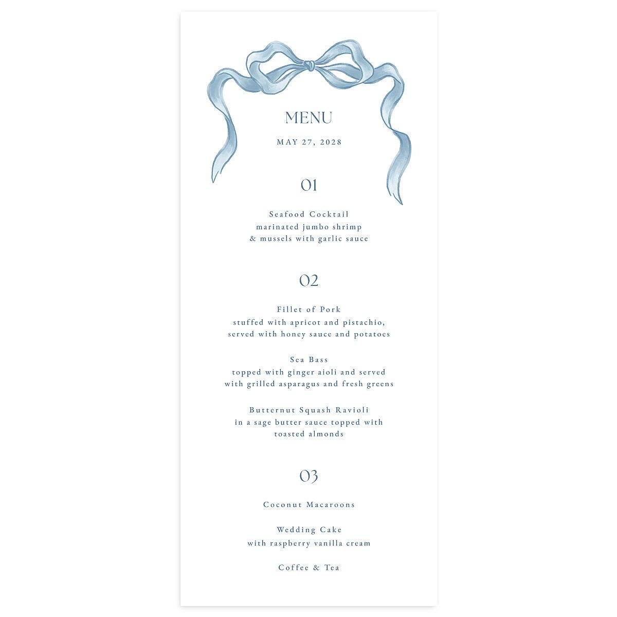Vintage Bow Menus